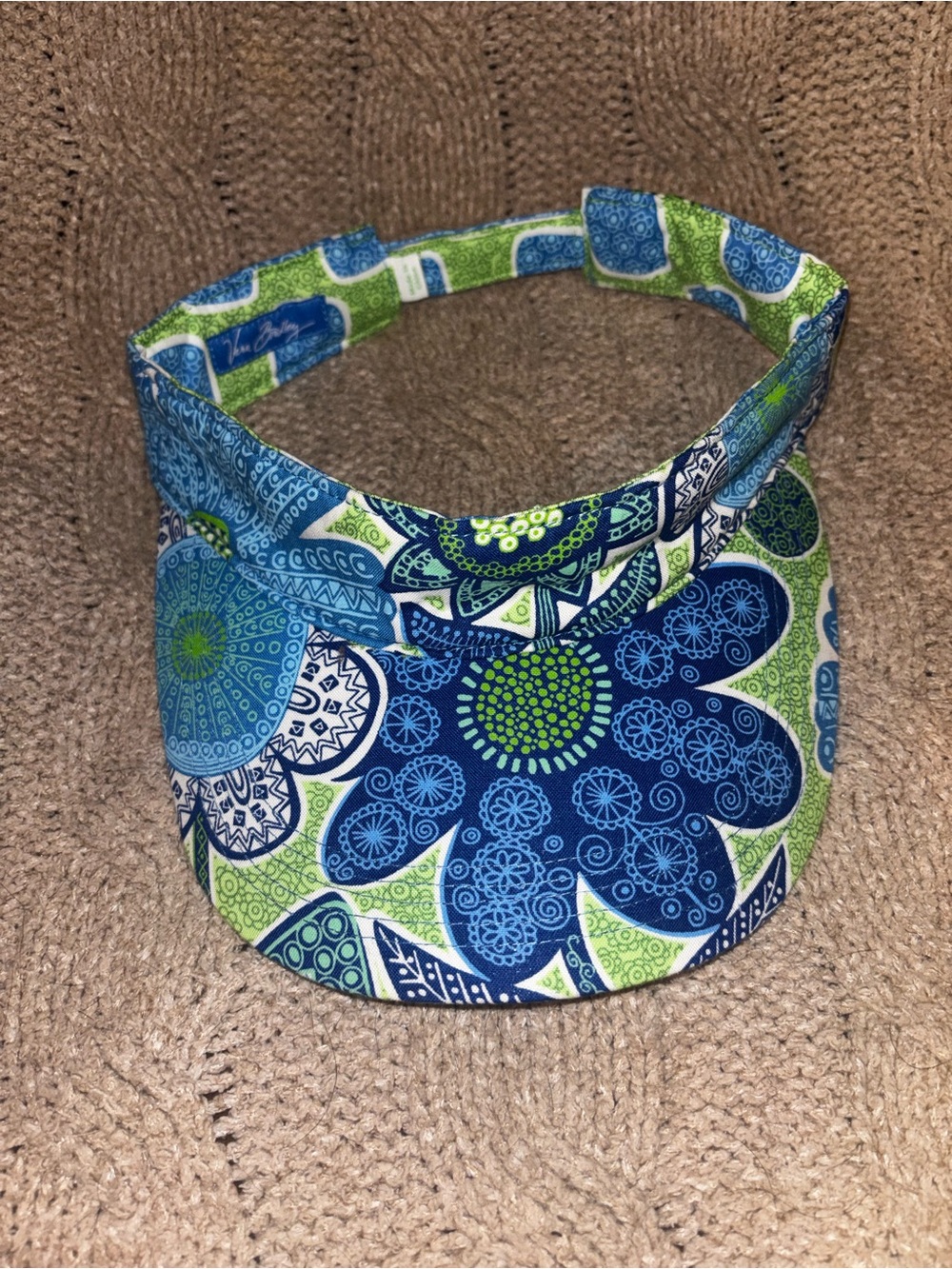 Vera Bradley Blue Green Floral Cotton Sun Visor Hat Adjustable Retired Pattern